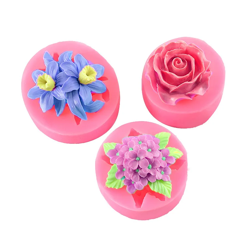 3D форма для цветов Сиреневая роза лилия помадка силиконовая украшение торта