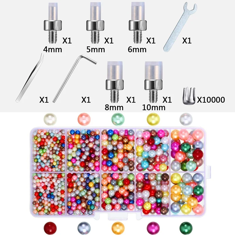 

Pearl Setting Machine and Hand Press Pearl Setting Tool,with Pearl Beads Screw Heads Tweezers Wrench for DIY Accessories