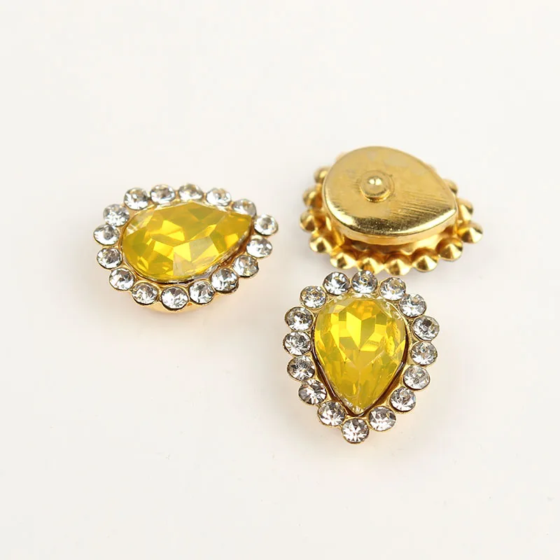 Yellow Opal Gold Коготь чашки Стразы смешанные цвета сияющие кристаллы стеклянные камни отделка Золотая основа не горячей фиксации пришить стразы для одежды - Цвет: Yellow Opal Gold