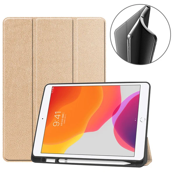 gold Чехол для планшета для ipad 10,2 Чехол-книжка для Apple ipad 7 7 10," A2200 A2198 A2197 защитный чехол с держателем для ручки - Цвет: gold