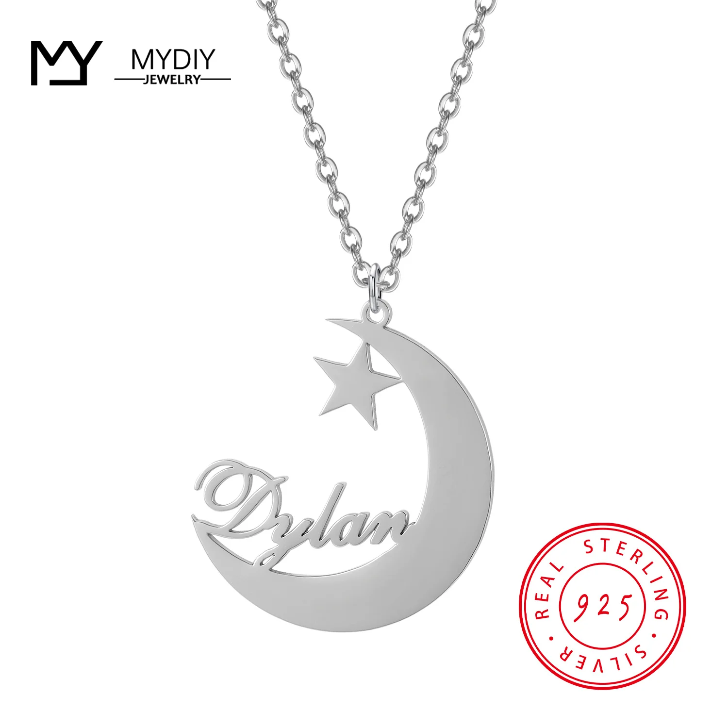 

Moon Shape Life Of Tree Design Personalized Custom Name Necklace 925 Sterling Silver Necklaces & Pendants Moon Couple Necklace
