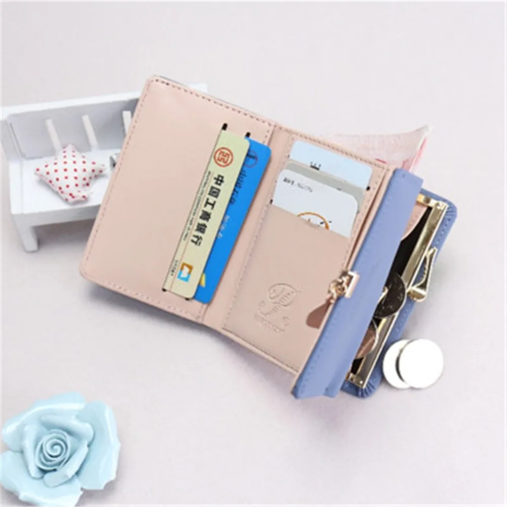 

Women 's Wallet 2019 Korean Small Fresh Leaf Pendant Tri Fold Small Wallet Student Coin Coin Purse Clutch Coin Bag PU Leather