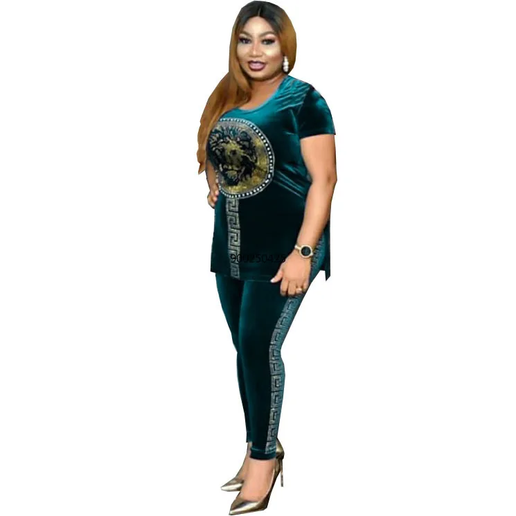 2 шт. для женщин Бархатные комплекты малышей Топ + юбка миди осень зима Дашики в