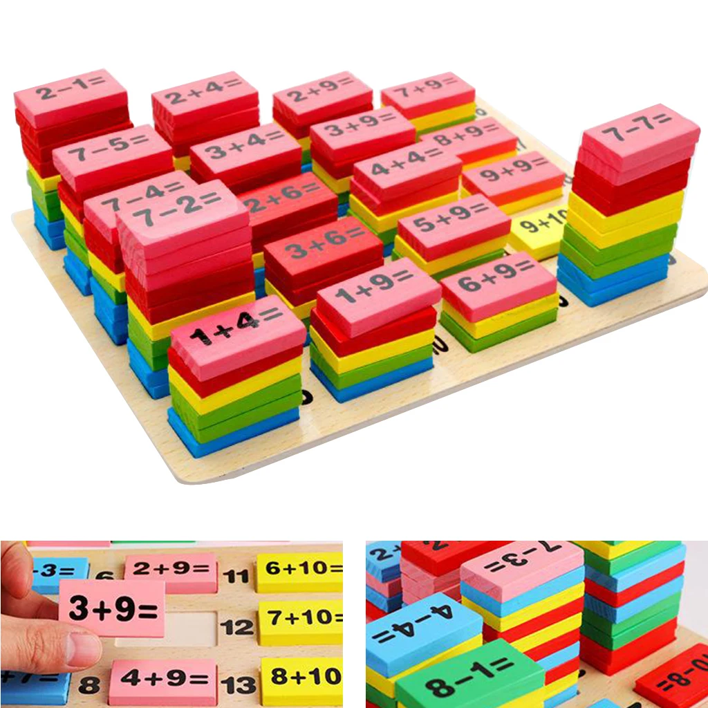 

110Pc Colorful Wooden Math Counting Calculation Board Numbers Domino Toy