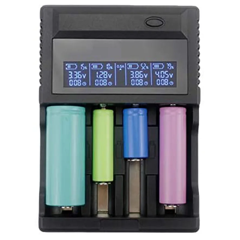 Умное зарядное устройство быстрое с 4 отсеками и ЖК дисплеем для перезаряжаемых
