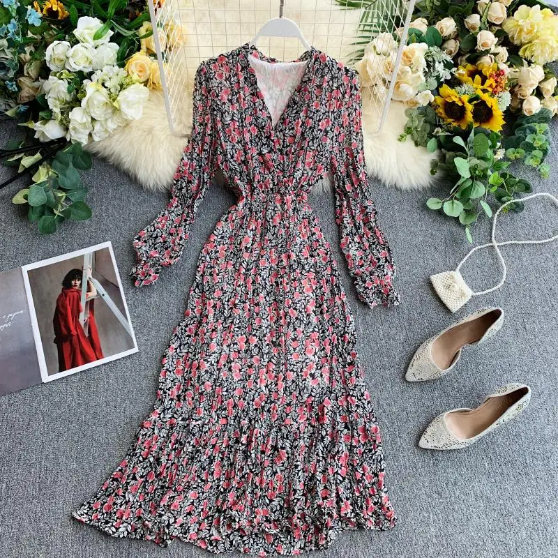 Женское длинное платье-макси повседневное шифоновое платье выше колена с