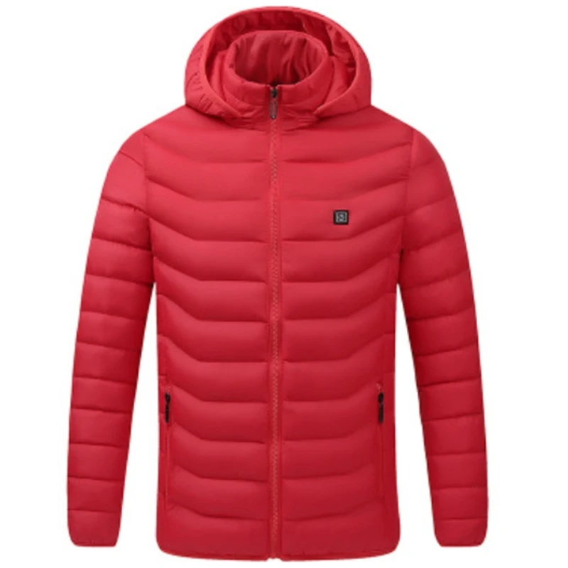 

Men USB Electric Heated Hooded Jacket Winter Thermal Warm Zip Up Padded Coat Y1QD