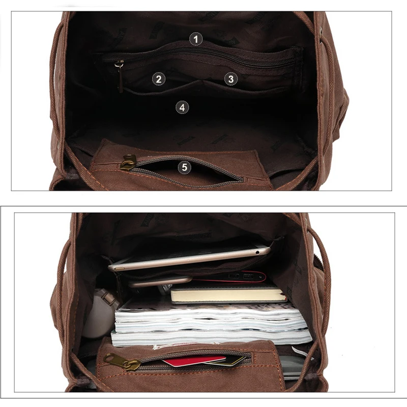 Винтажный холщовый мужской рюкзак большая сумка с защитой от кражи повседневный