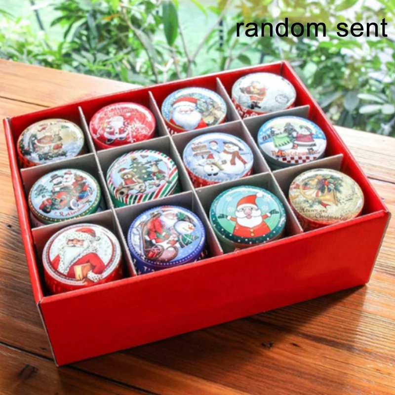 Рождественский стиль круглый жестяной коробки конфеты печенье шоколад коробка