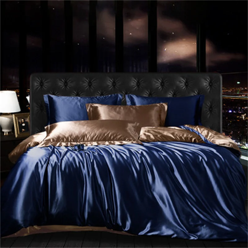 

Luxury Double Sided 70% Natural Silk Bedding Set 4 Pcs High-end Pure Color Stainquilt Cover Set Duvet Cover Bedsheet Pillowcases