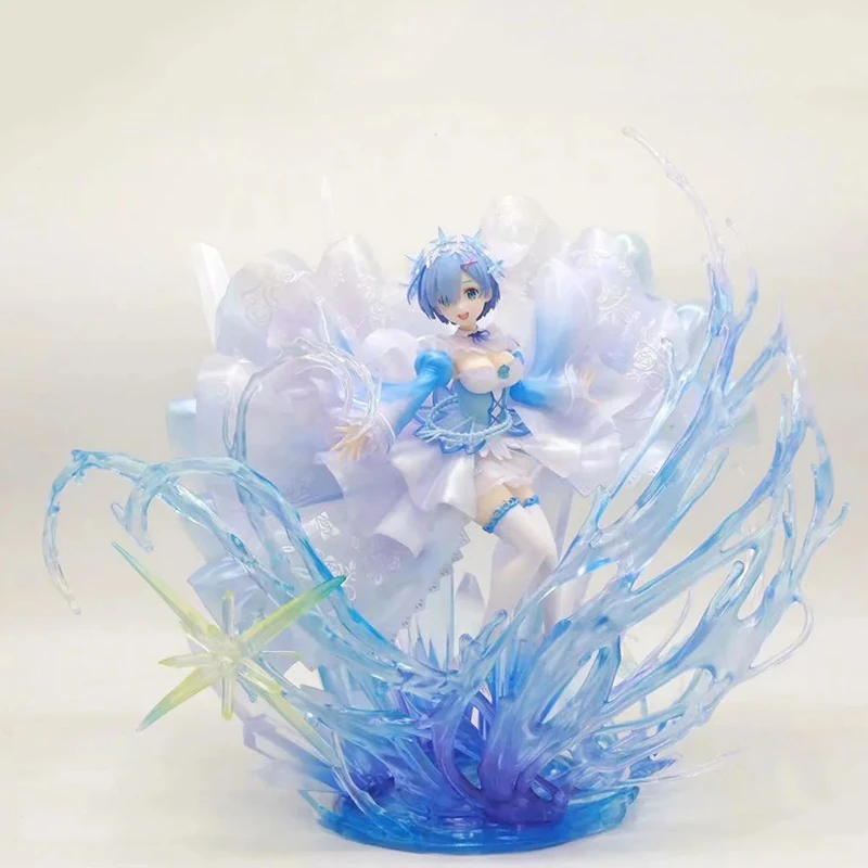 

Re Zero Starting Life In Another World Japanese 28CM PVC Rem Anime Action Figure Manga Crystal Dress Sexy Dolls Toys For Boys