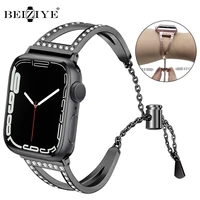 women diamond strap for apple watch band 42mm 38mm 40mm 44mm bracelet stainless steel band for iwatch series 7 se 6 5 41mm 45mm