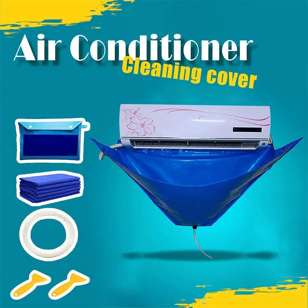 

Air Conditioner Cleaning Cover With Water Pipe Waterproof Air Conditioner Below 1.5P Cleaning Dust Protection Cleaning Bag Cover