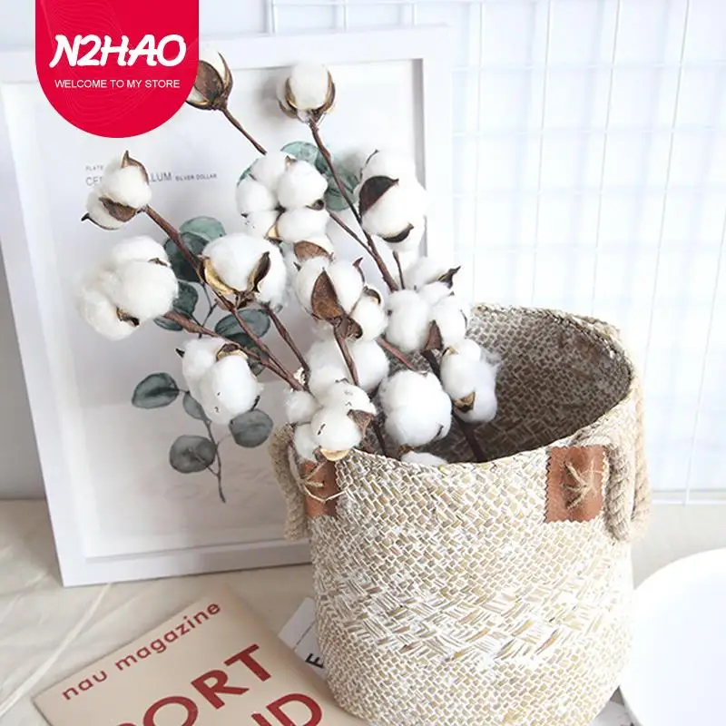 

1pc Naturally Dried Cotton Flowers DIY Wedding Party Decoration Artificial Plants Floral Branch for Home Cotton Garland Decor