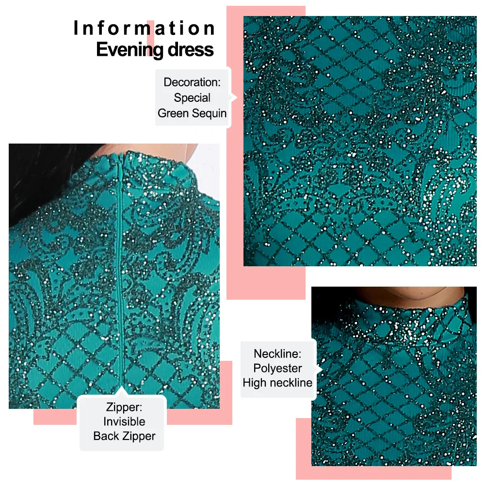 

Sladuo 2021 New Summer Green Long Sleeve Mermaid Dresses Women Sexy Lace Celebrity Evening Runway Club Party Dress