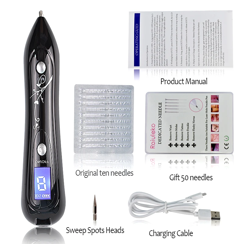 Лазерная ручка для удаления веснушек портативная плазменная с 8 режимами черных