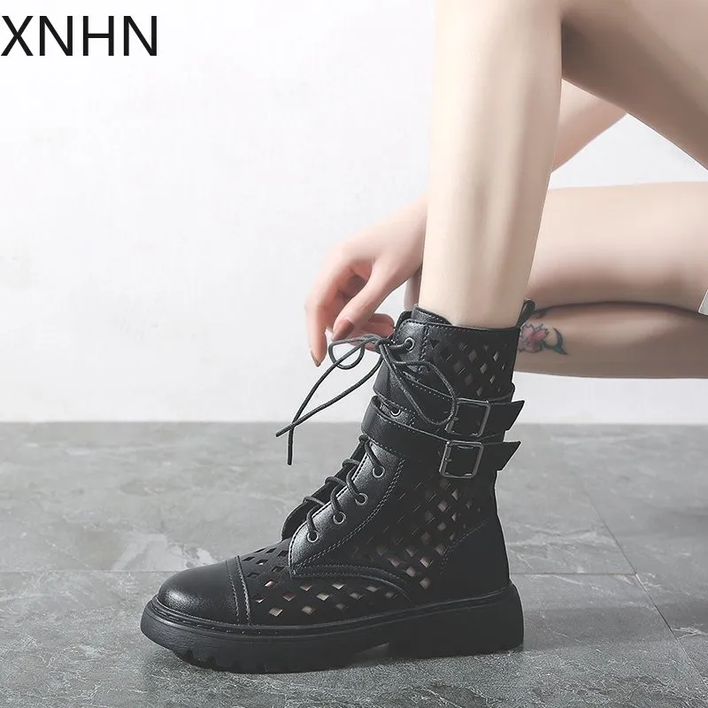 XNHN/ботильоны из натуральной кожи Женская Классическая модная зимняя обувь с
