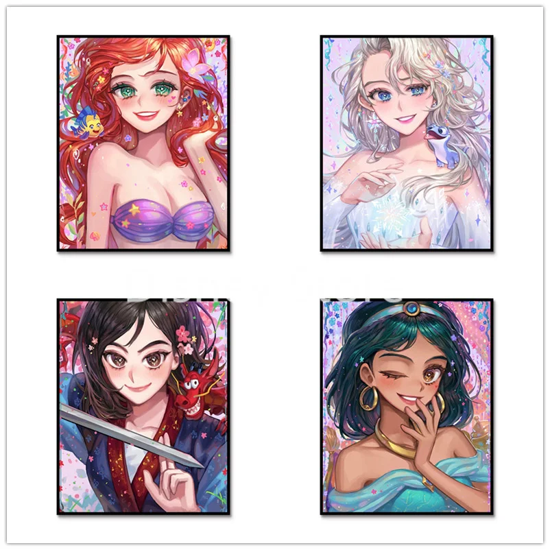 

5d Diy Diamond Painting Art Disney Aisha Mulan Princess Diamond Embroidery Mosaic Handmade Gift Children'S Bedroom Home Decorati