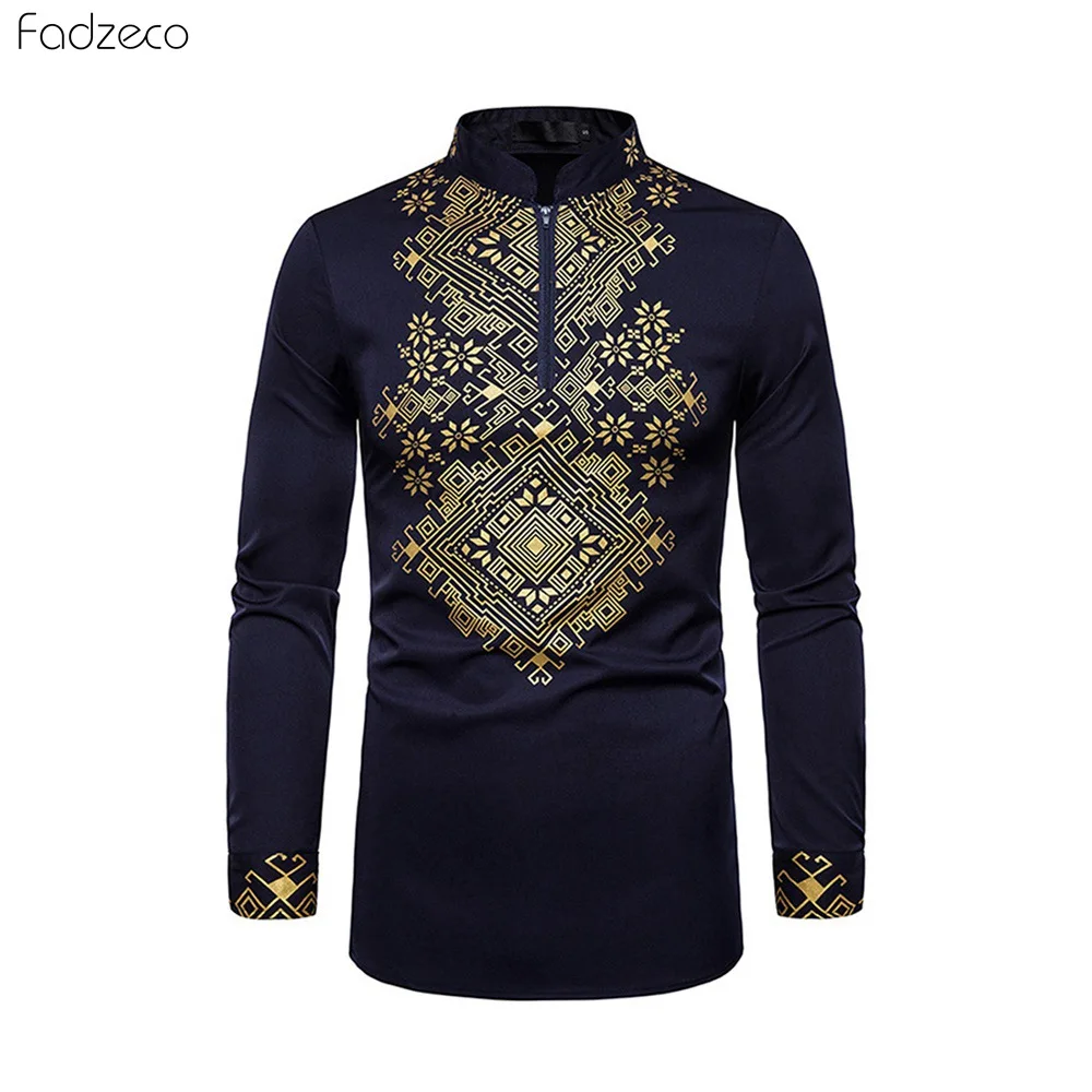 Fadzeco африканская одежда для мужчин Дашики 2019 новый мужской топ на молнии со