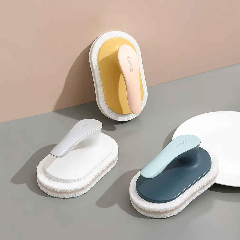 

Многофункциональная губчатая щетка с ручками, стеклянная настенная щетка для ванной, керамические чистящие инструменты, чистящая щетка