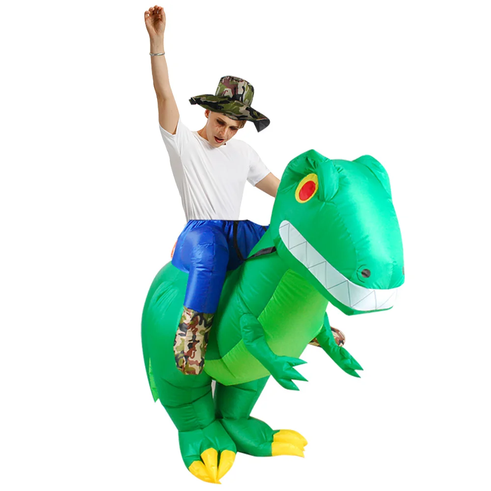 Костюм для езды, 2 размера, надувной динозавр, маскарадный костюм T-Rex, костюм для взрослых и детей на Хэллоуин, праздничный костюм дракона, тематический косплей с животными