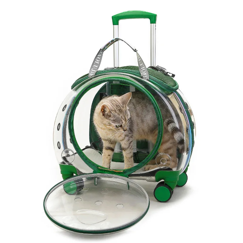 

2021 Pet Cat Trolley Travel Bag Dog Carrying Bags Carrier Transporter Transparent Transport Backpack Case Box For Pets Cats Dogs