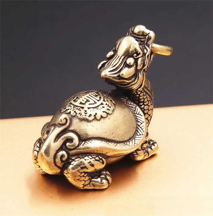 Fengshui китайская винтажная Коллекционная Подвеска из чистой латуни Бог дракон