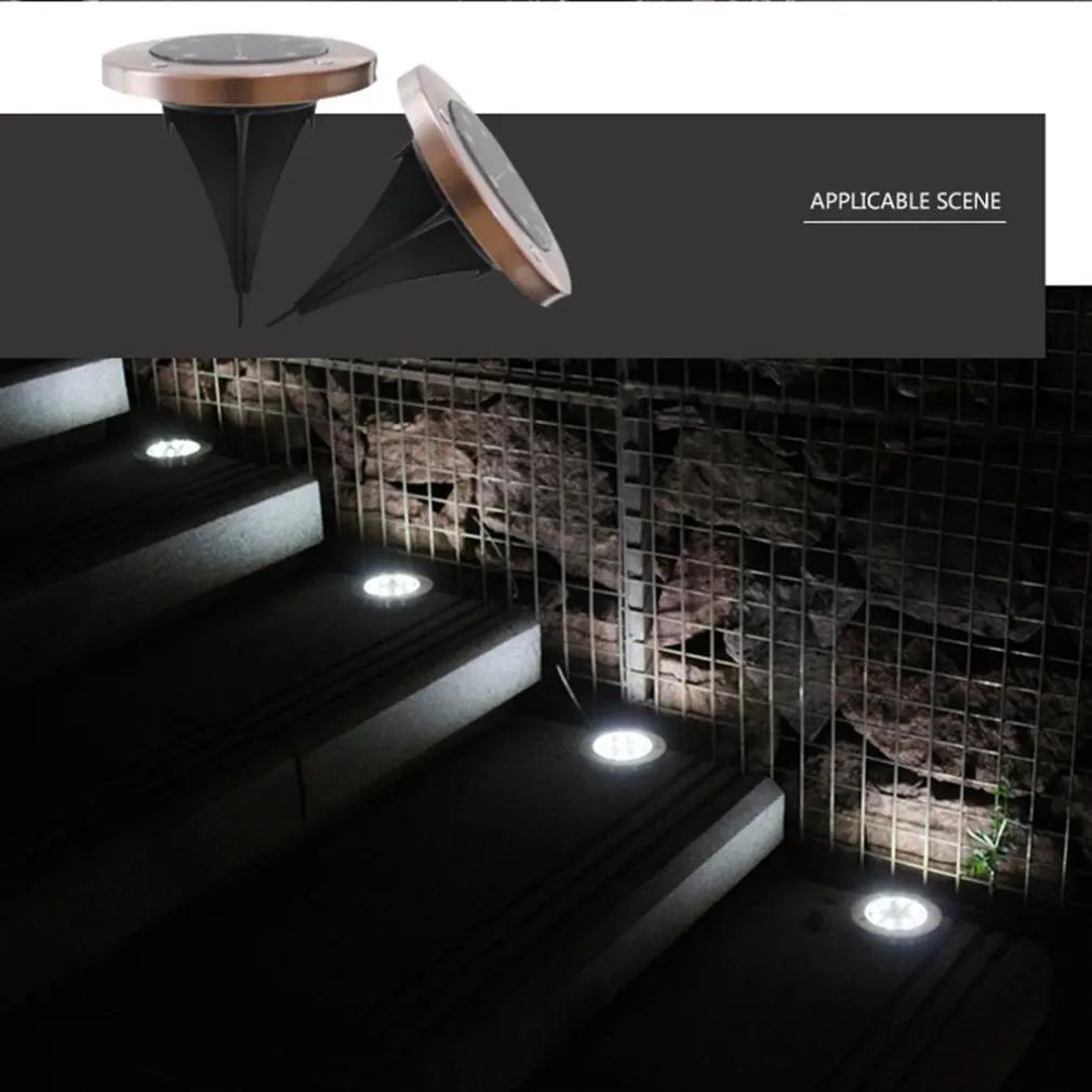 Водонепроницаемый Бронзовый подземный светильник на солнечной батарее 8