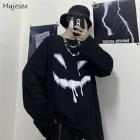 men long sleeve t shirts smiley printed outwear mens chic ins hip hop personalized couple fashion leisure clothing harajuku cool
