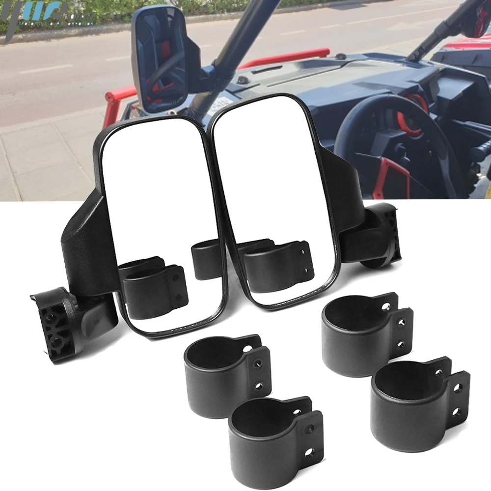 

UTV Rear View mirror Side Mirror mirror with 1.75"/2" Roll Bar Cage For Polaris Ranger and RZR 4 and XP 4 Top Crossbars 1.75"
