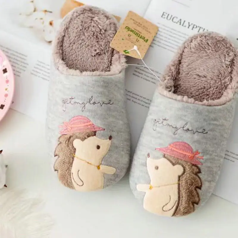Домашние тапочки Ежик Женская обувь Милые плюшевые chinelo Пушистые zapatos mujer pantufa sapatos
