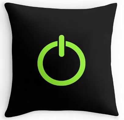 

Personalized Fashionable Black Green Power Up Botton Luxury Print Square Pillowcase Throw Pillow Sham Nice Unique Pillow Cover