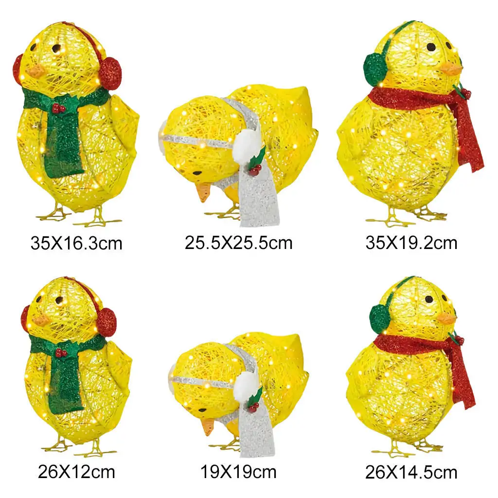 

LED Light-Up Chicken with Scarf Garden Sculpture for Patio Yard Outdoor