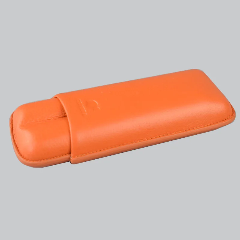 COHIBA оранжевый мягкий кожаный чехол для сигар 2 трубки с красивой подарочной