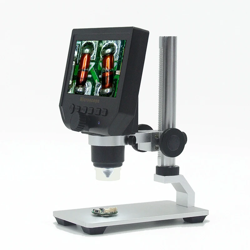 

Цифровой электронный микроскоп 1-600x, 3,6 МП, USB, портативный ЖК-экран 4,3 дюйма HD, микроскоп VGA с 8 светодиодный для ремонта печатных плат и матери...