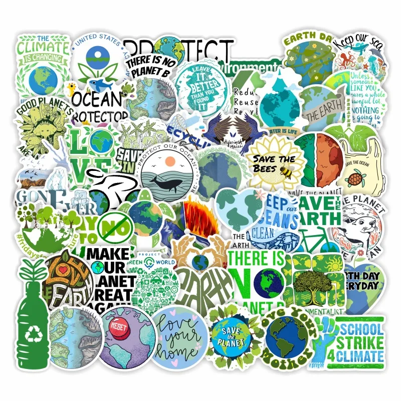

50Pcs Environmental protection earth environmental public welfare stickers DIY Suitcase Skateboard Laptop Luggage Fridge Phone