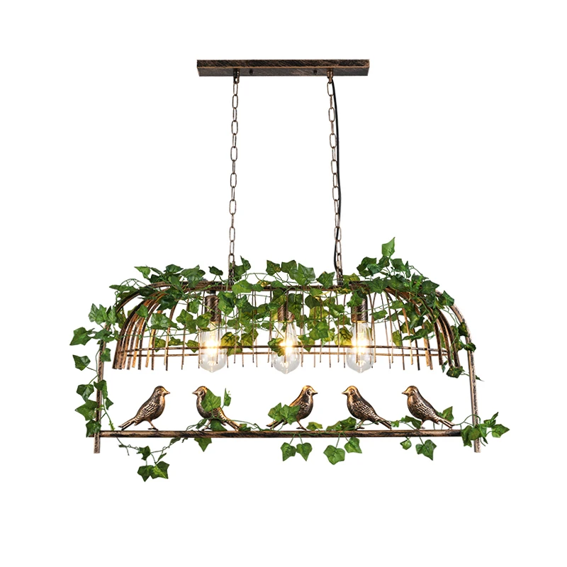 

Retro Industrial Style Birds Chandelier Living Room Plant Chandelier Kitchen Light Fixtures Restaurant Bar Iron Pendant Lights