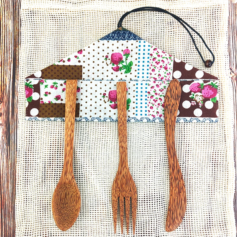 Набор столовых приборов из кокосового ореха 3 шт. натуральный экологичный нож