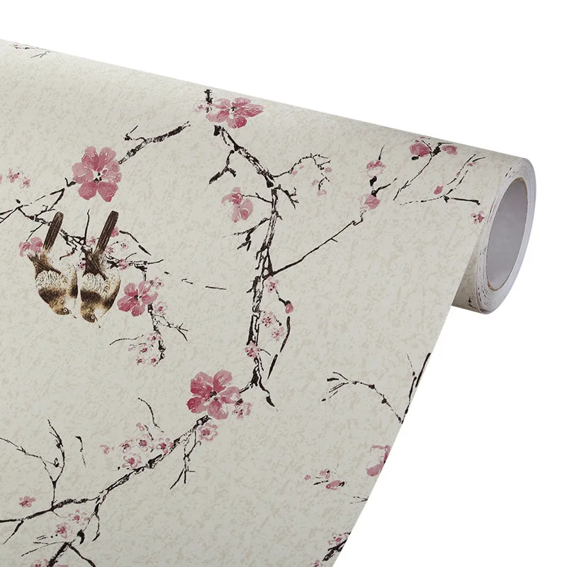 

Vintage Self Adhesive Wallpapers Bird Floral Pattern Living Room Background Wall Stickers Furniture Decorative DIY Home Decor