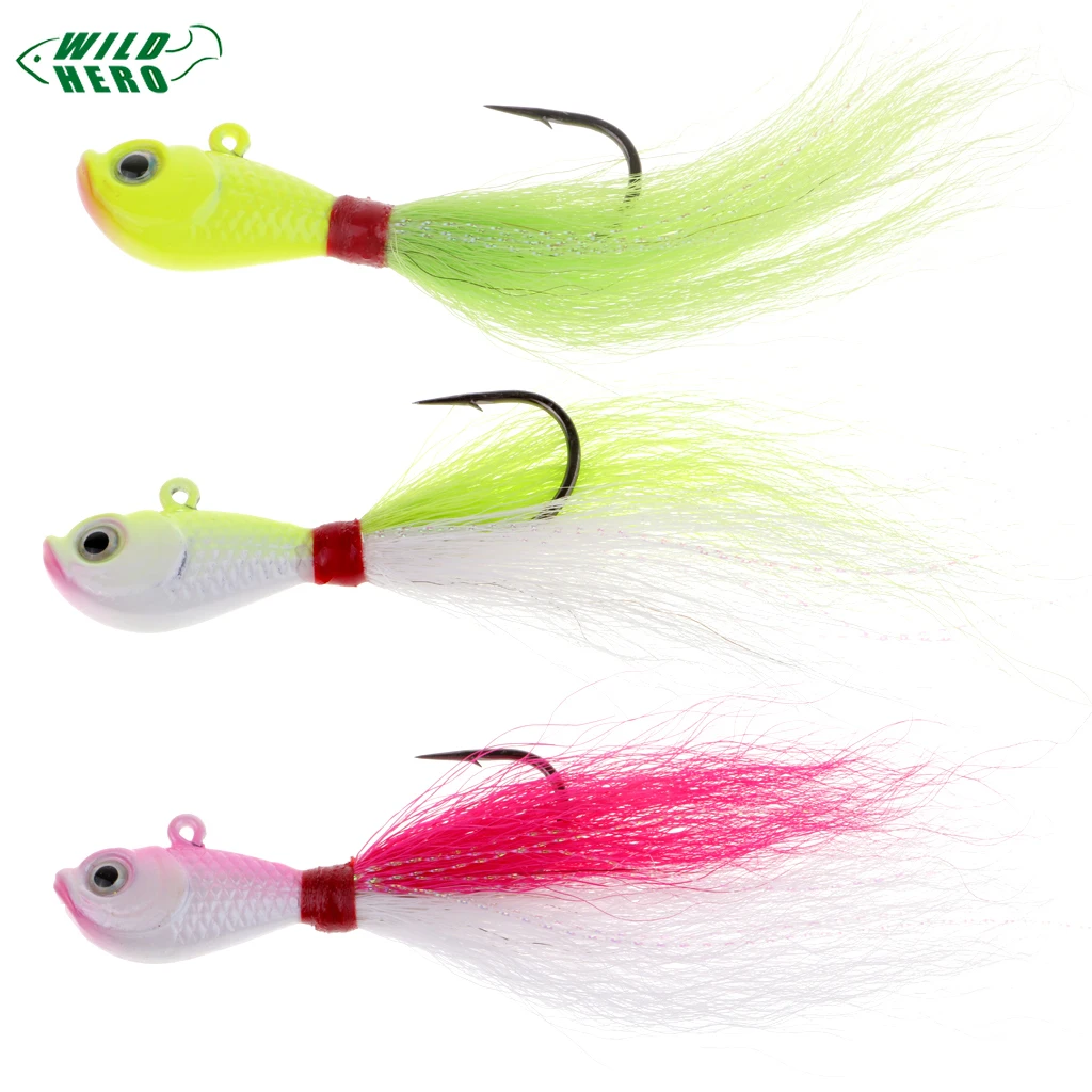 Wildhero 3D глаз свинцовая рыболовная приманка Bucktail джиг головкой с искусственным
