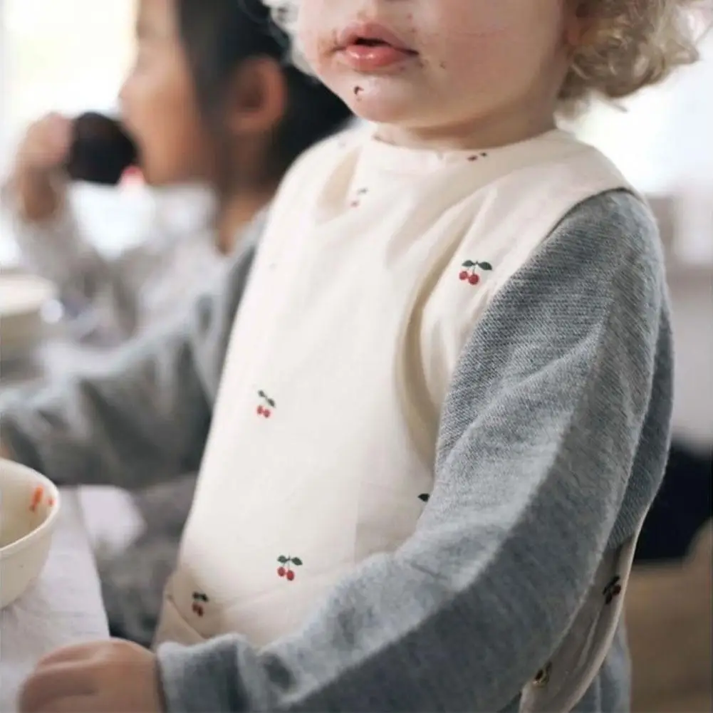 

Ins Child Bib Pure Cotton Baby Bibs Breakfast Lunch Dinner Eating Burp Cloths Washable Sleeveless Apron Art Smock Baby's Goods