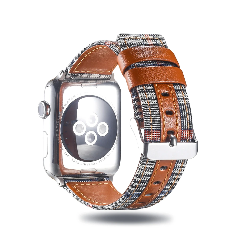 Холщовый ремешок для часов для Apple Watch 38 мм 42 мм 40 мм 44 мм нейлоновый кожаный ремешок для часов браслет для iWatch Series 5/4/3/2/1