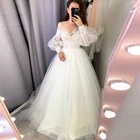 Платье Свадебное ТРАПЕЦИЕВИДНОЕ с V-образным вырезом и длинными рукавами-фонариками