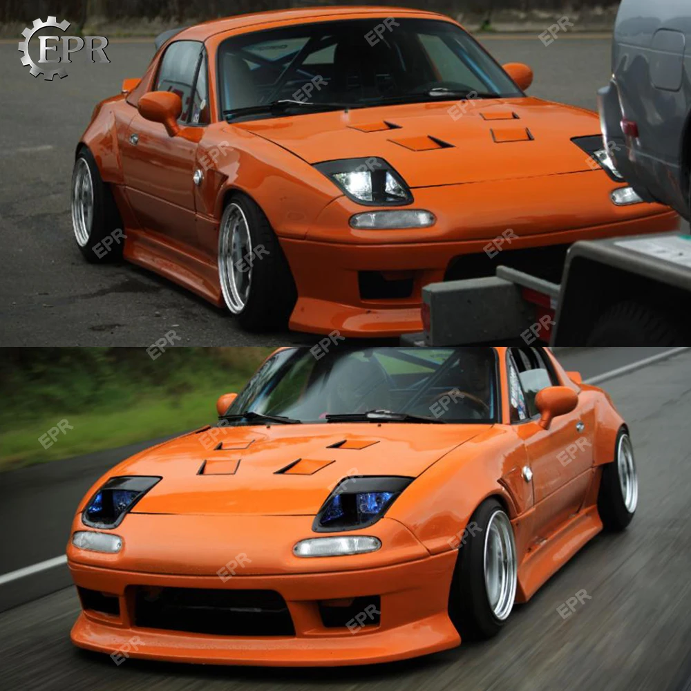 Переднее широкое вентилируемое крыло JDM из углеродного волокна для Mazda MX5 NA6 NA8 +