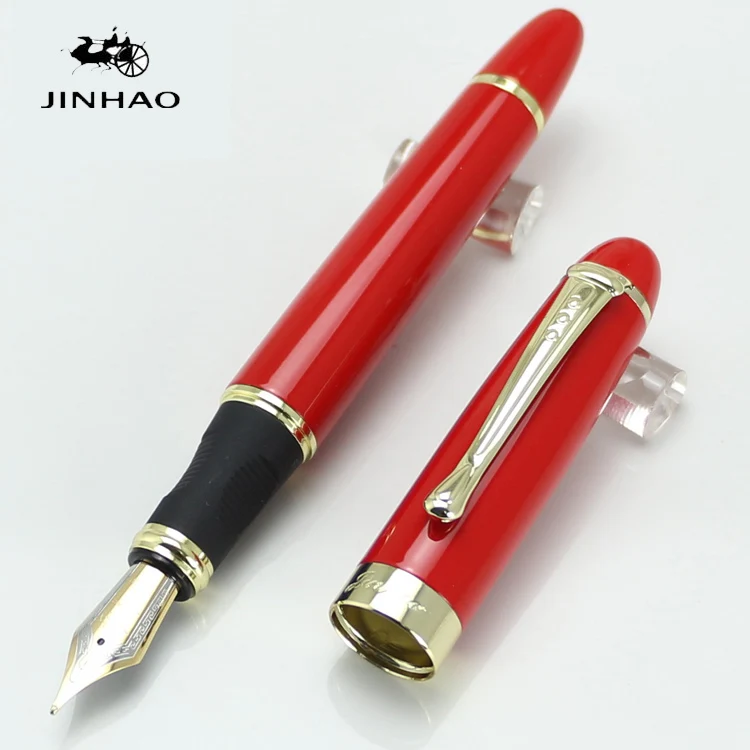 JINHAO X450 яркий красный золотой зажим и отделка перо с широким основанием авторучка