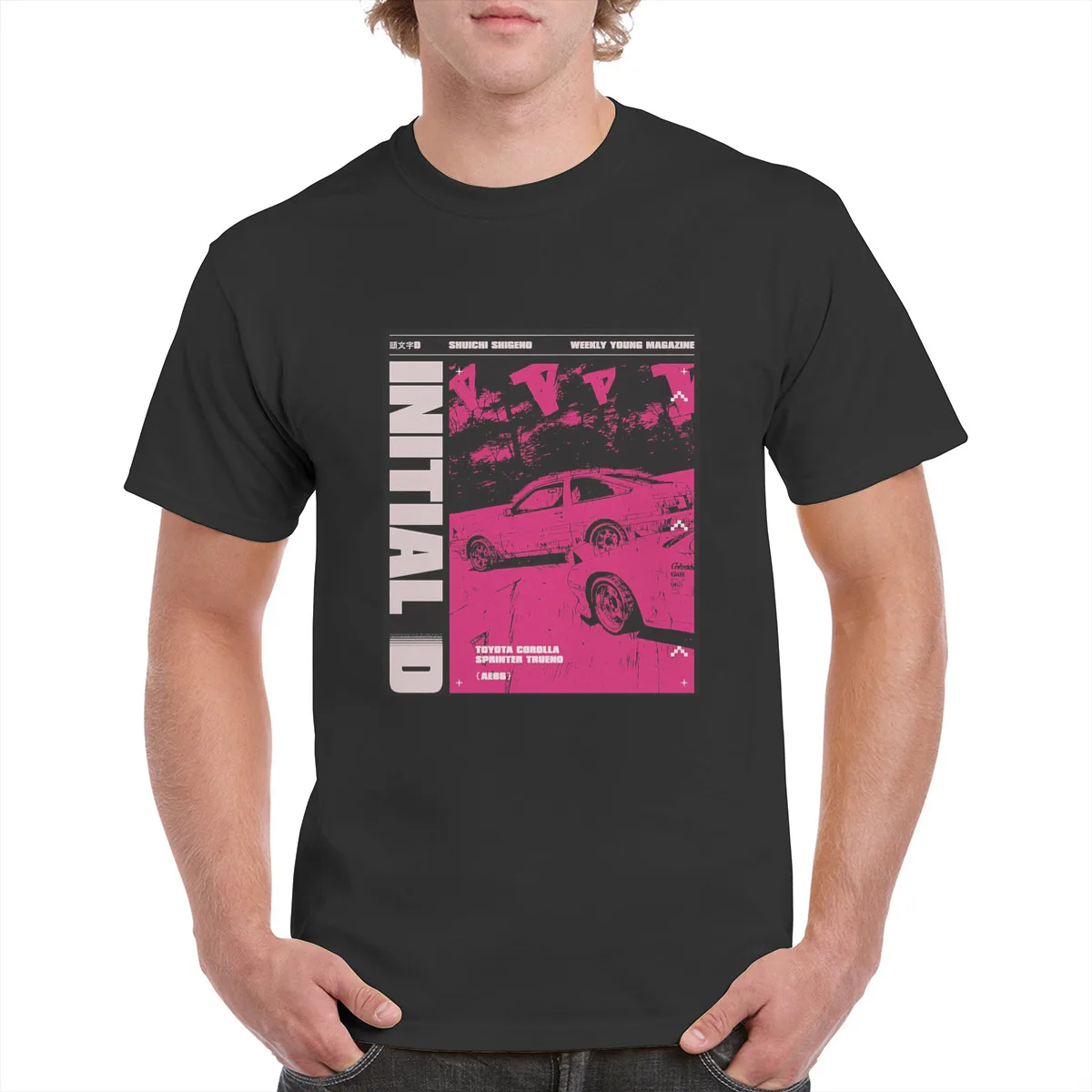 

Футболка мужская с принтом Initial D AE86, хлопковая тенниска с круглым вырезом, модная майка в стиле хип-хоп