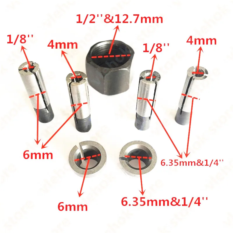 

Collet Nut Cone 6mm 6.35mm replace for Makita 3701 3708FC 3708F 3707FC 3706 3707F 3705 3703 3700B 3700D 3620 3709 electric tools