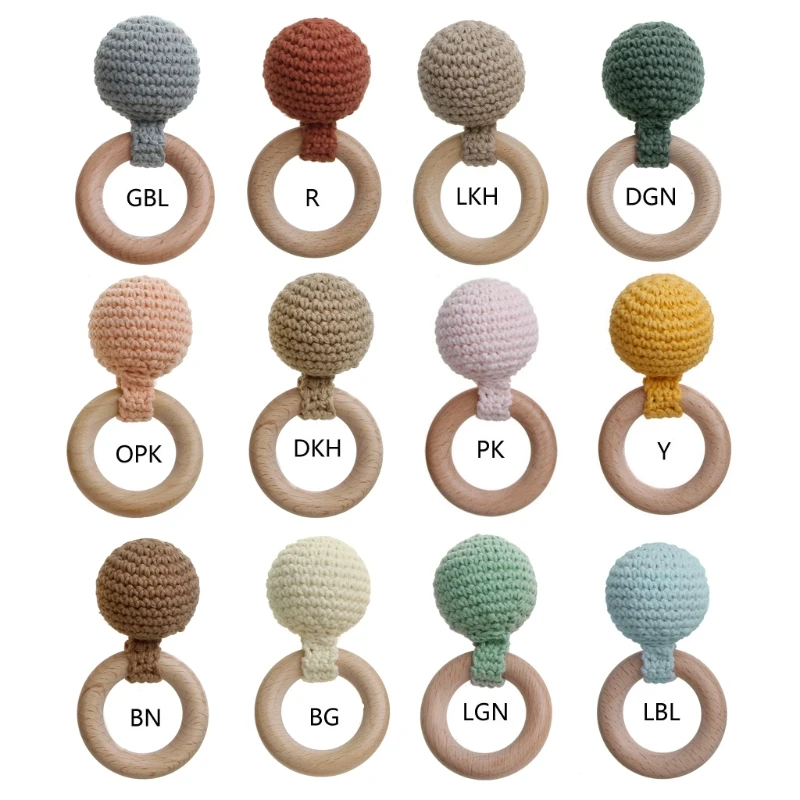 Baby Teether Crochet Wooden Ring Rattle For Products DIY Crafts Teething Amigurumi Toys | Мать и ребенок