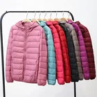 Женский легкий пуховик размера плюс, 90% белый пуховик на утином пуху, Женское зимнее пальто с капюшоном, теплое тонкое зимнее пальто с длинным рукавом