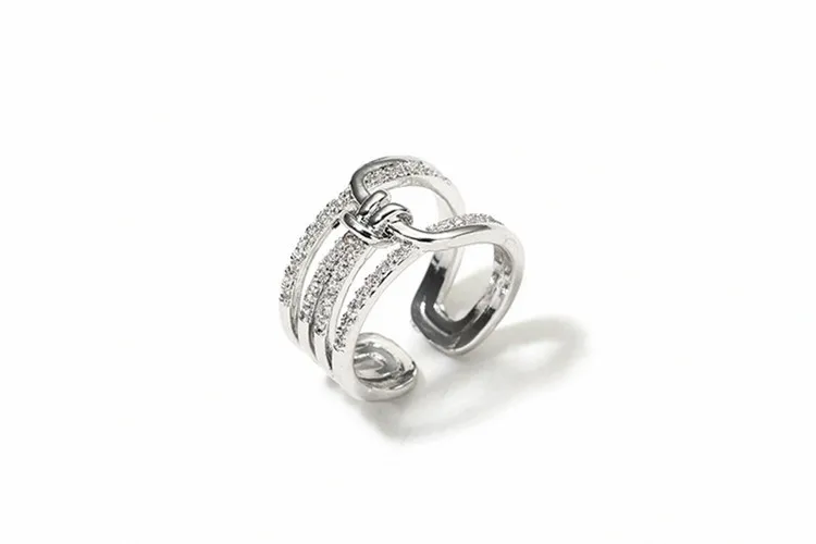 Оптовая продажа серебряные кольца Стразы открытый серебряный цвет кольцо с